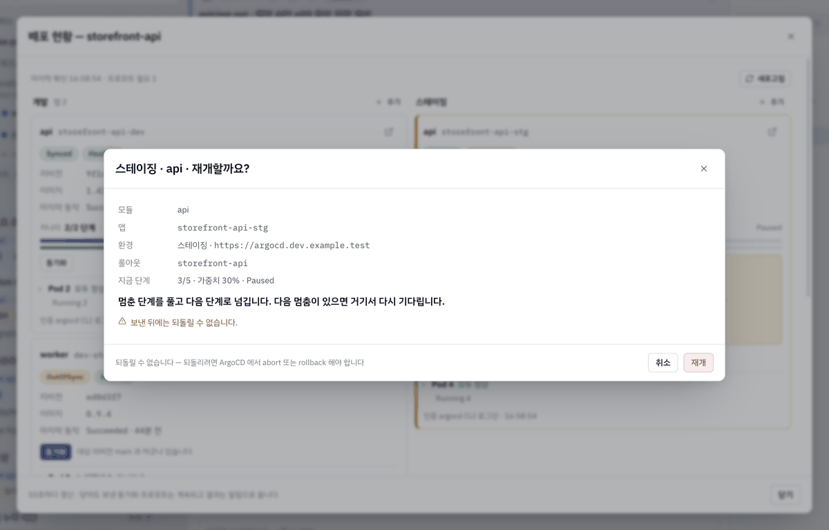 프로모트 확인 창.