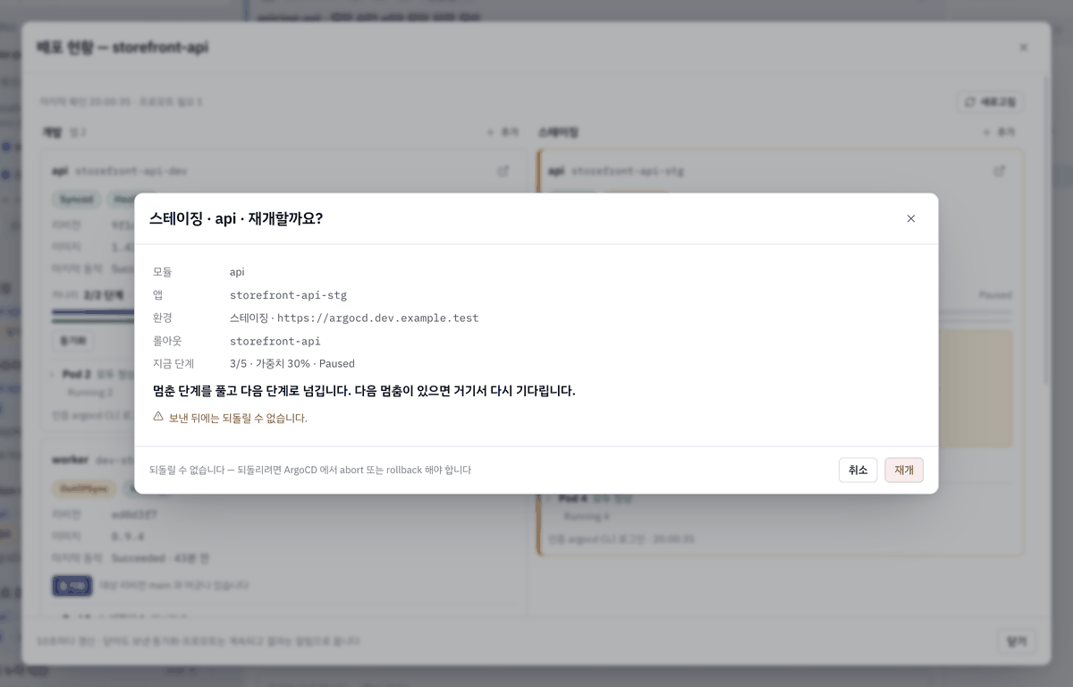 프로모트 확인 창.